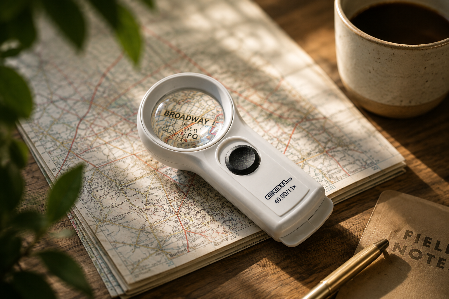 COIL pocket magnifier used with a map